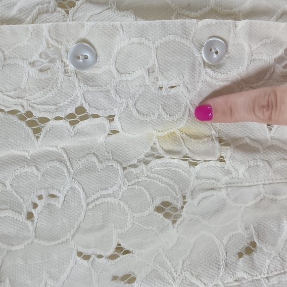 Cabi cream colored lace button down lightweight jacket blouse - Picture 3 of 5